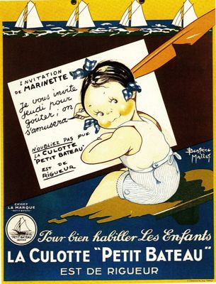 121 J 499 - Affiche publicitaire pour les culottes Petit Bateau dessinée par Béatrice Mallet.