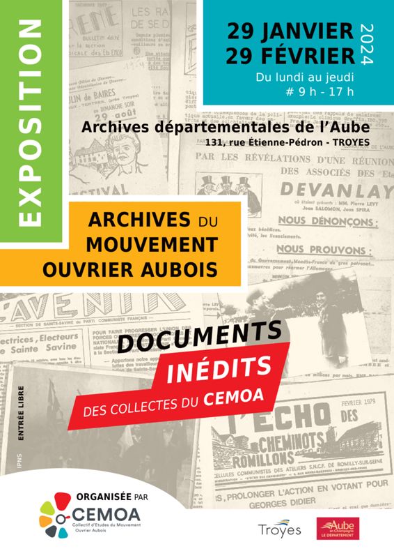 Exposition du CEMOA : Archives du mouvement ouvrier aubois