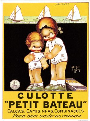Publicité pour la culotte "Petit Bateau" dessinée par Béatrice Mallet, en portugais
